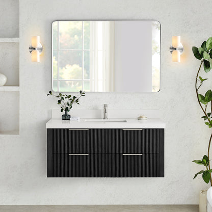 Barcelona 48" Floating Single Bath Vanity in Oak Weathered Black