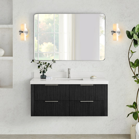 Barcelona 48" Floating Single Bath Vanity in Oak Weathered Black