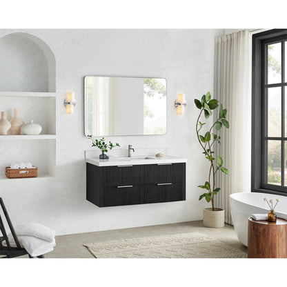 Barcelona 48" Floating Single Bath Vanity in Oak Weathered Black