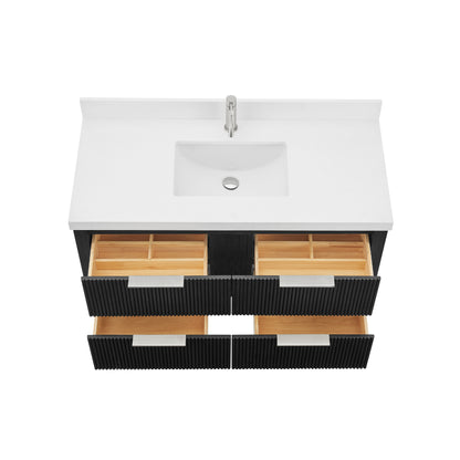 Barcelona 48" Floating Single Bath Vanity in Oak Weathered Black