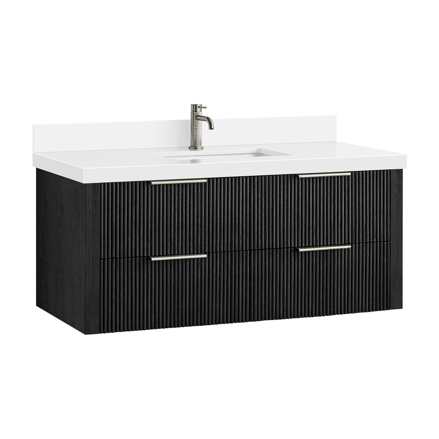 Barcelona 48" Floating Single Bath Vanity in Oak Weathered Black