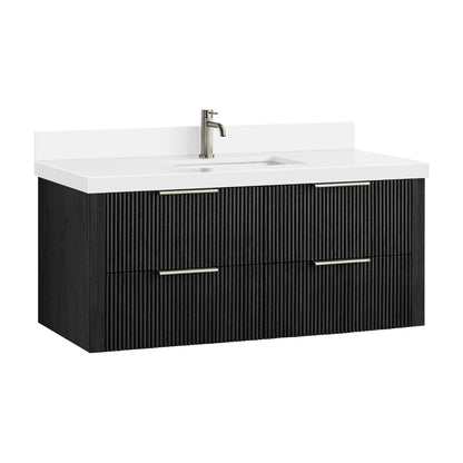 Barcelona 48" Floating Single Bath Vanity in Oak Weathered Black