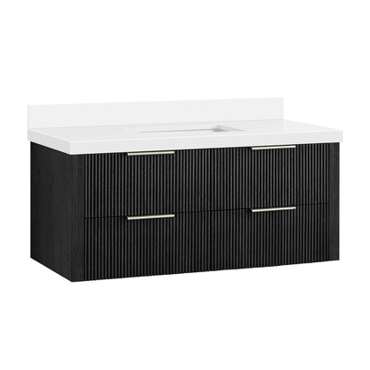 Barcelona 48" Floating Single Bath Vanity in Oak Weathered Black