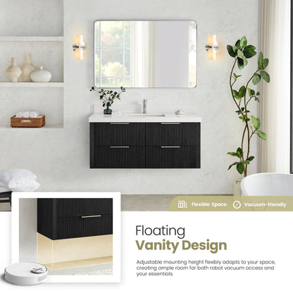 Barcelona 48" Floating Single Bath Vanity in Oak Weathered Black