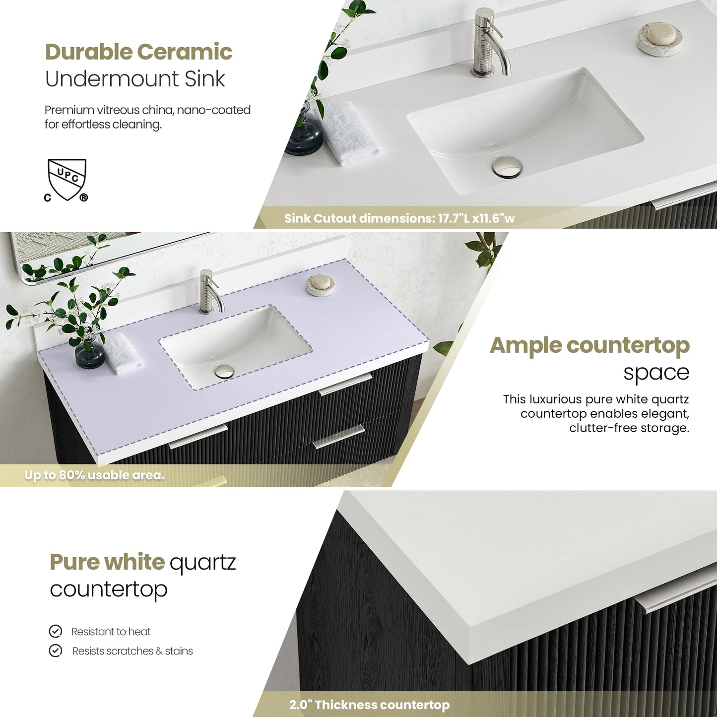 Barcelona 48" Floating Single Bath Vanity in Oak Weathered Black