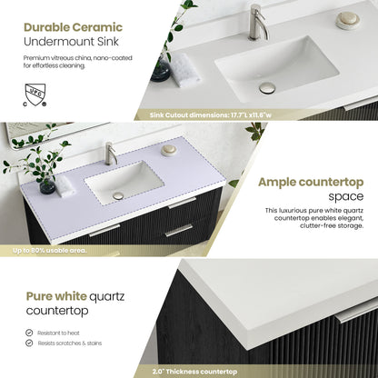 Barcelona 48" Floating Single Bath Vanity in Oak Weathered Black