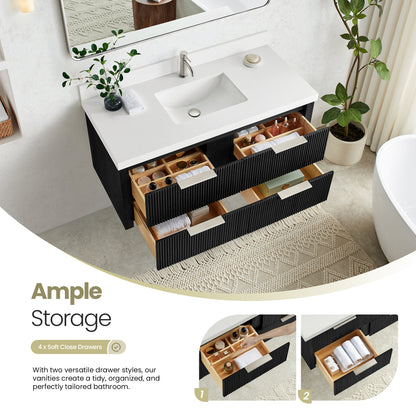 Barcelona 48" Floating Single Bath Vanity in Oak Weathered Black