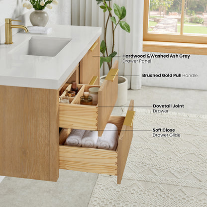 Barcelona 48" Floating Single Bath Vanity in Washed Ash Grey