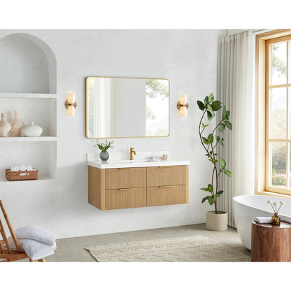 Barcelona 48" Floating Single Bath Vanity in Washed Ash Grey