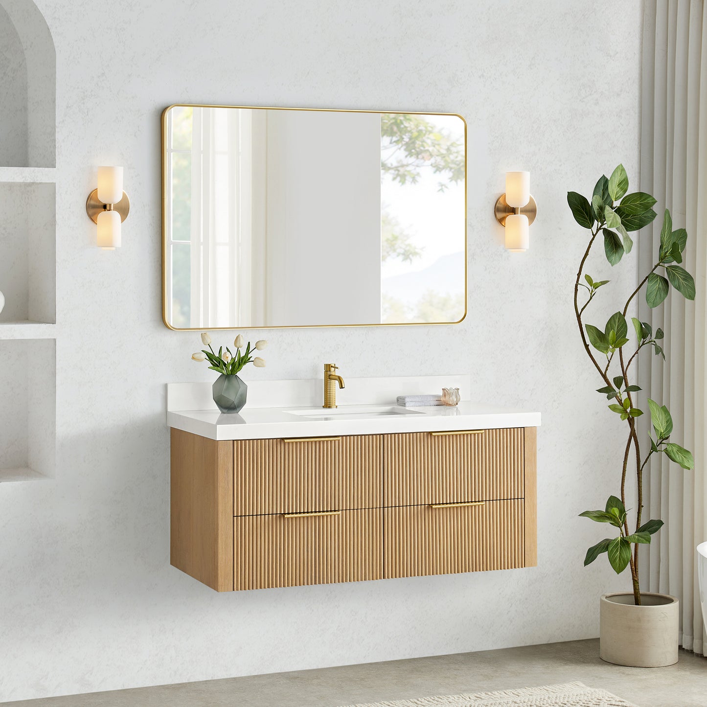 Barcelona 48" Floating Single Bath Vanity in Washed Ash Grey