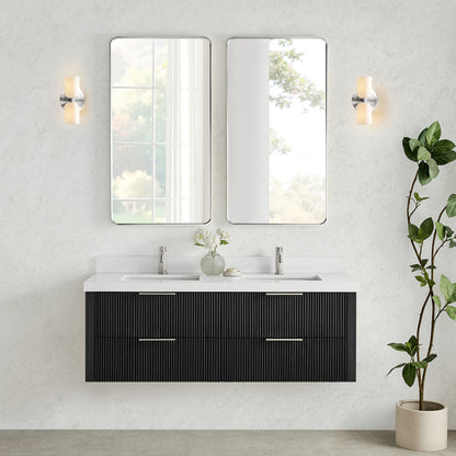 Barcelona 60M" Floating Double Bath Vanity in Oak Weathered Black