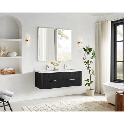 Barcelona 60M" Floating Double Bath Vanity in Oak Weathered Black