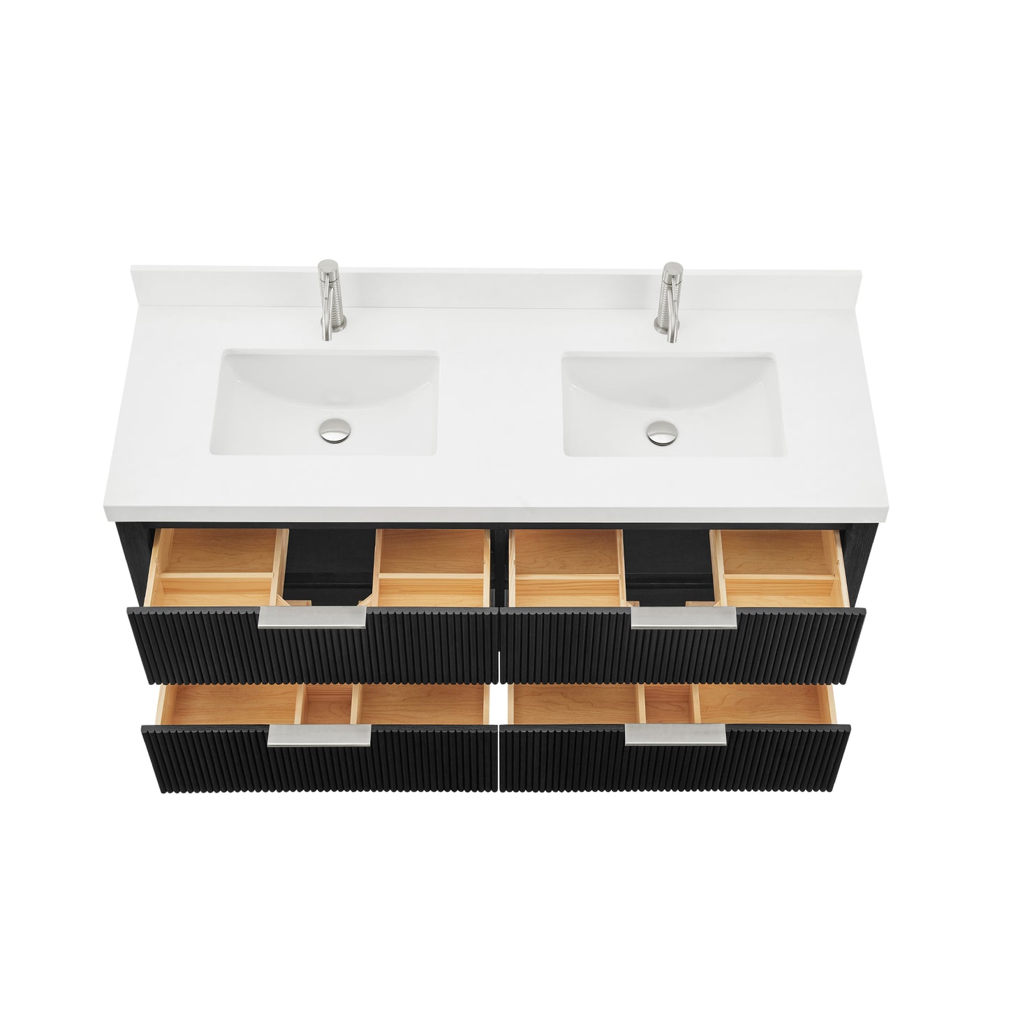 Barcelona 60M" Floating Double Bath Vanity in Oak Weathered Black