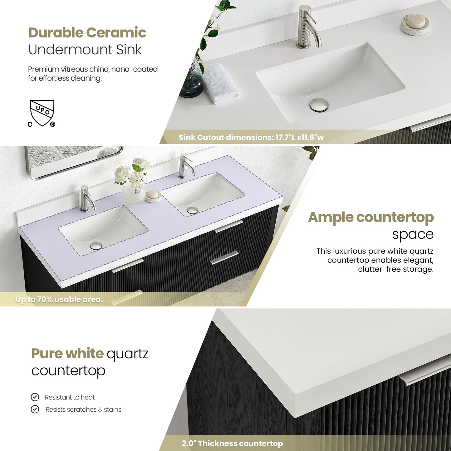 Barcelona 60M" Floating Double Bath Vanity in Oak Weathered Black