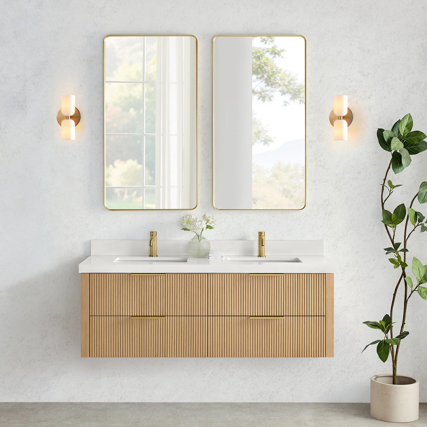 Barcelona 60M" Floating Double Bath Vanity in Washed Ash Grey