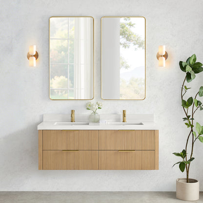 Barcelona 60M" Floating Double Bath Vanity in Washed Ash Grey