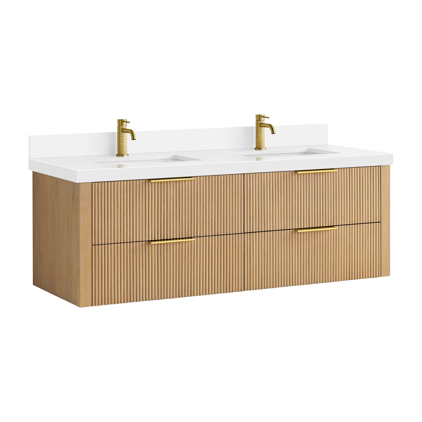 Barcelona 60M" Floating Double Bath Vanity in Washed Ash Grey