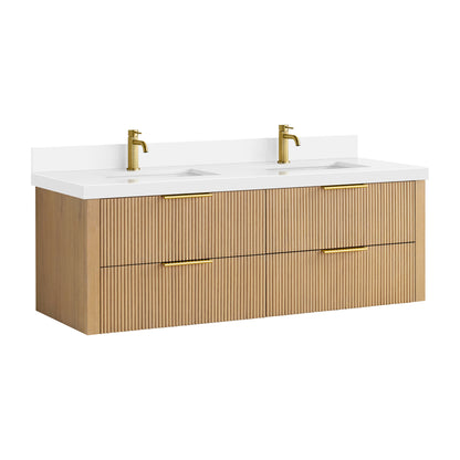 Barcelona 60M" Floating Double Bath Vanity in Washed Ash Grey