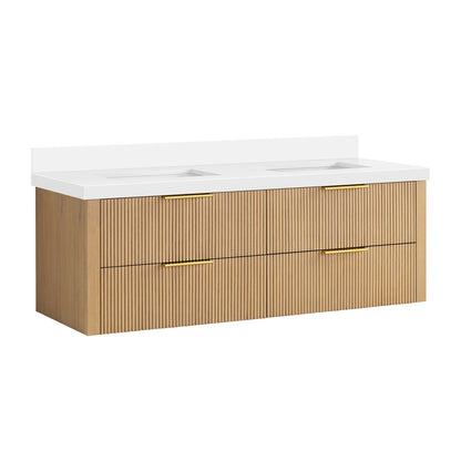 Barcelona 60M" Floating Double Bath Vanity in Washed Ash Grey