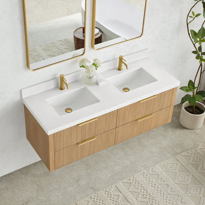 Barcelona 60M" Floating Double Bath Vanity in Washed Ash Grey