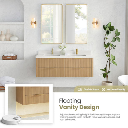 Barcelona 60M" Floating Double Bath Vanity in Washed Ash Grey