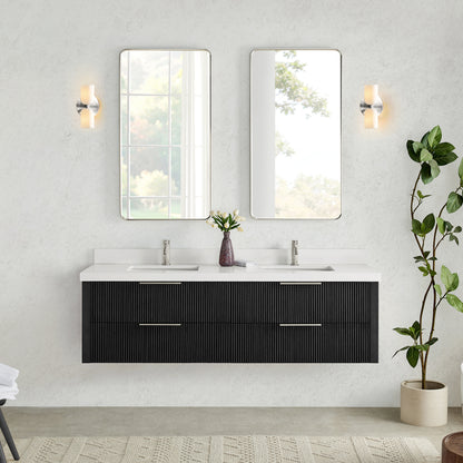 Barcelona 72" Floating Double Bath Vanity in Oak Weathered Black
