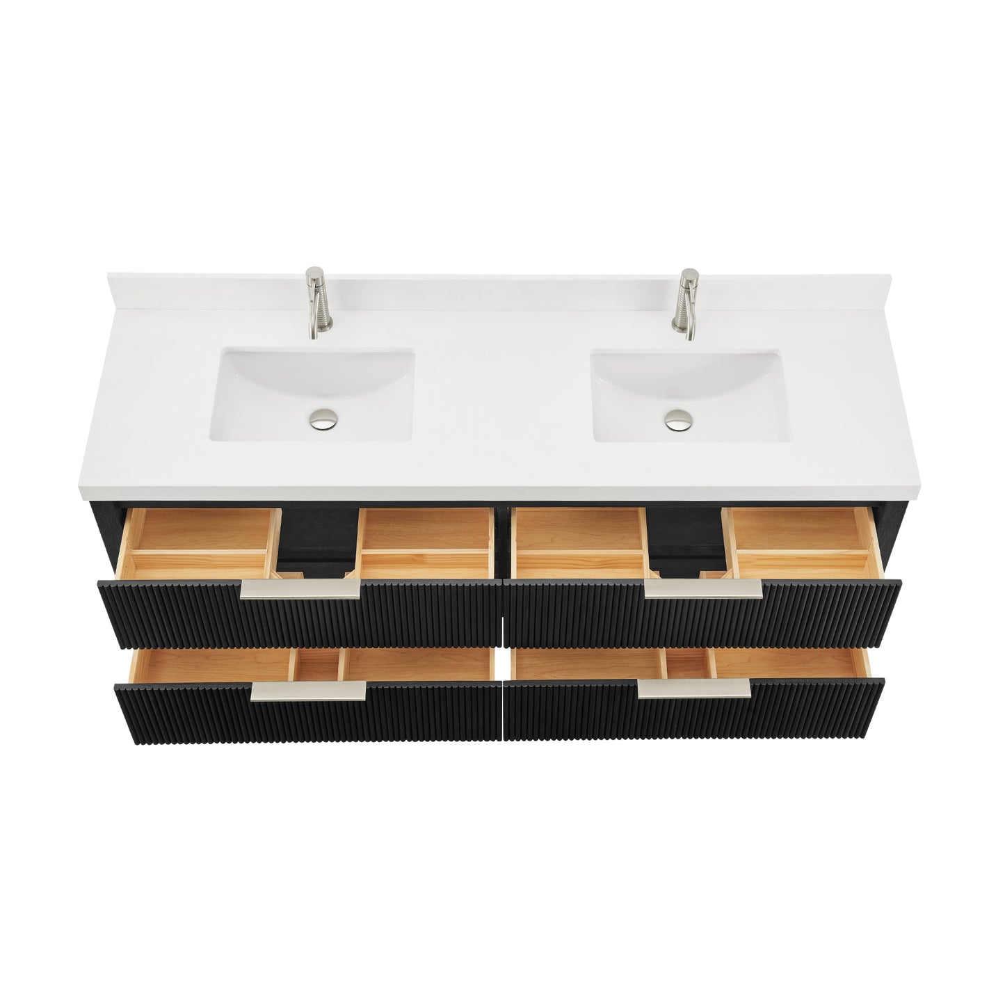 Barcelona 72" Floating Double Bath Vanity in Oak Weathered Black