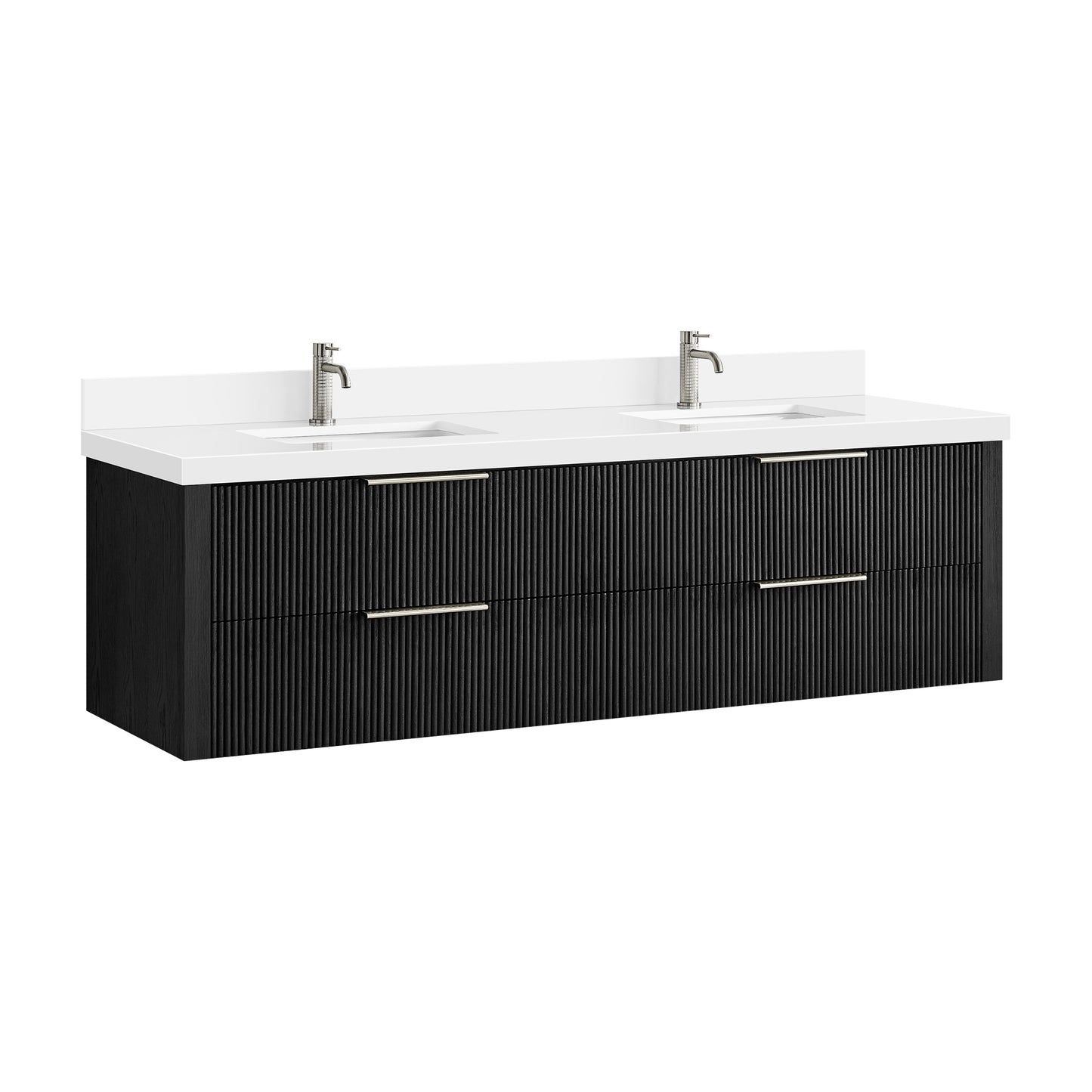 Barcelona 72" Floating Double Bath Vanity in Oak Weathered Black