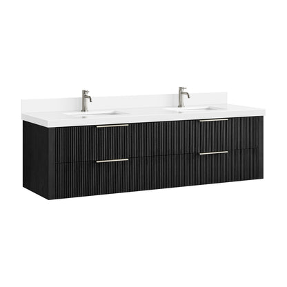 Barcelona 72" Floating Double Bath Vanity in Oak Weathered Black
