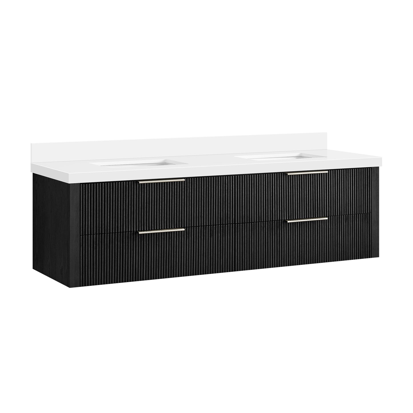Barcelona 72" Floating Double Bath Vanity in Oak Weathered Black