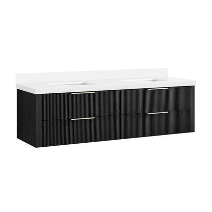 Barcelona 72" Floating Double Bath Vanity in Oak Weathered Black