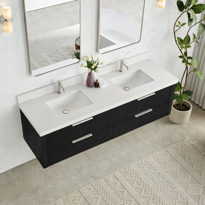Barcelona 72" Floating Double Bath Vanity in Oak Weathered Black