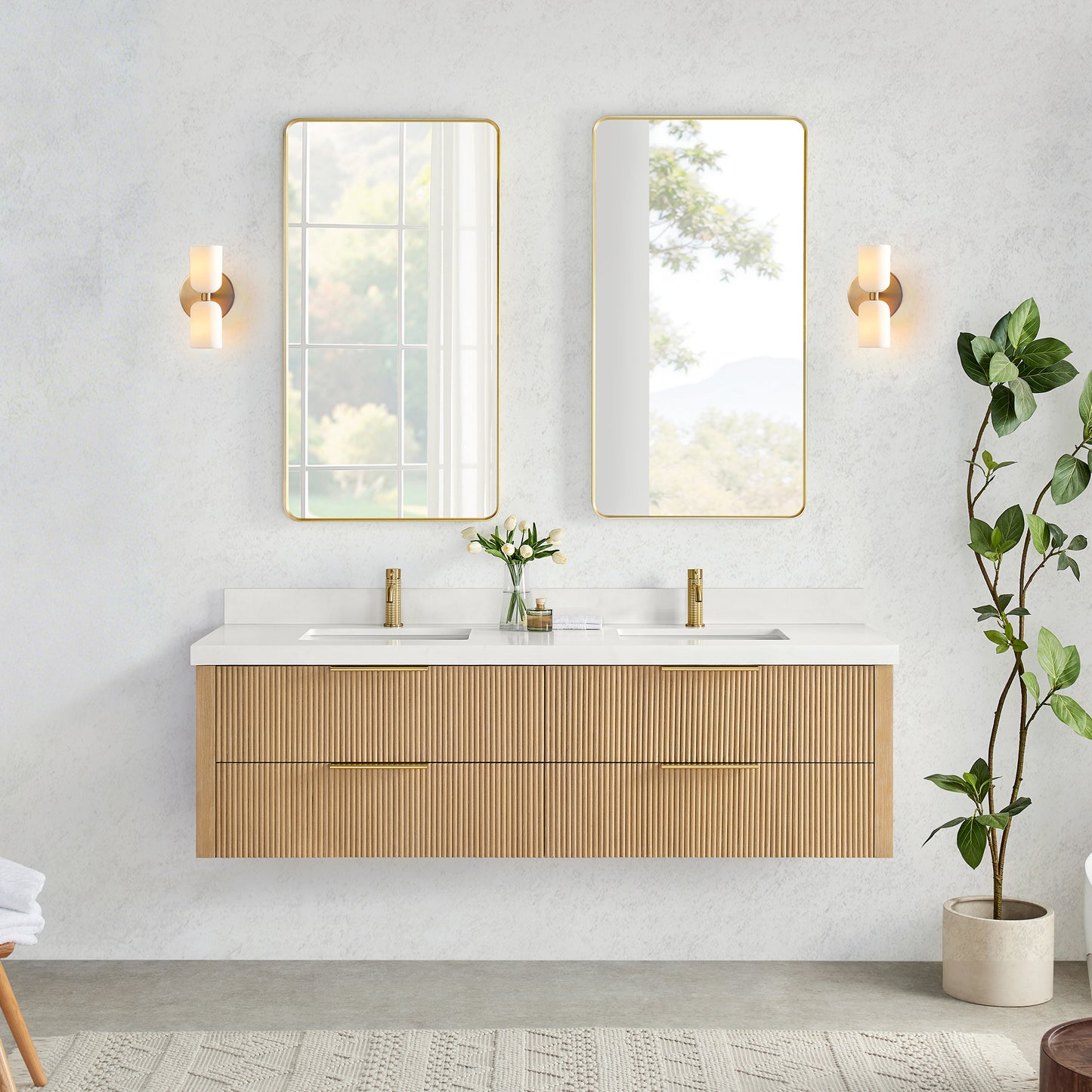 Barcelona 72" Floating Double Bath Vanity in Washed Ash Grey