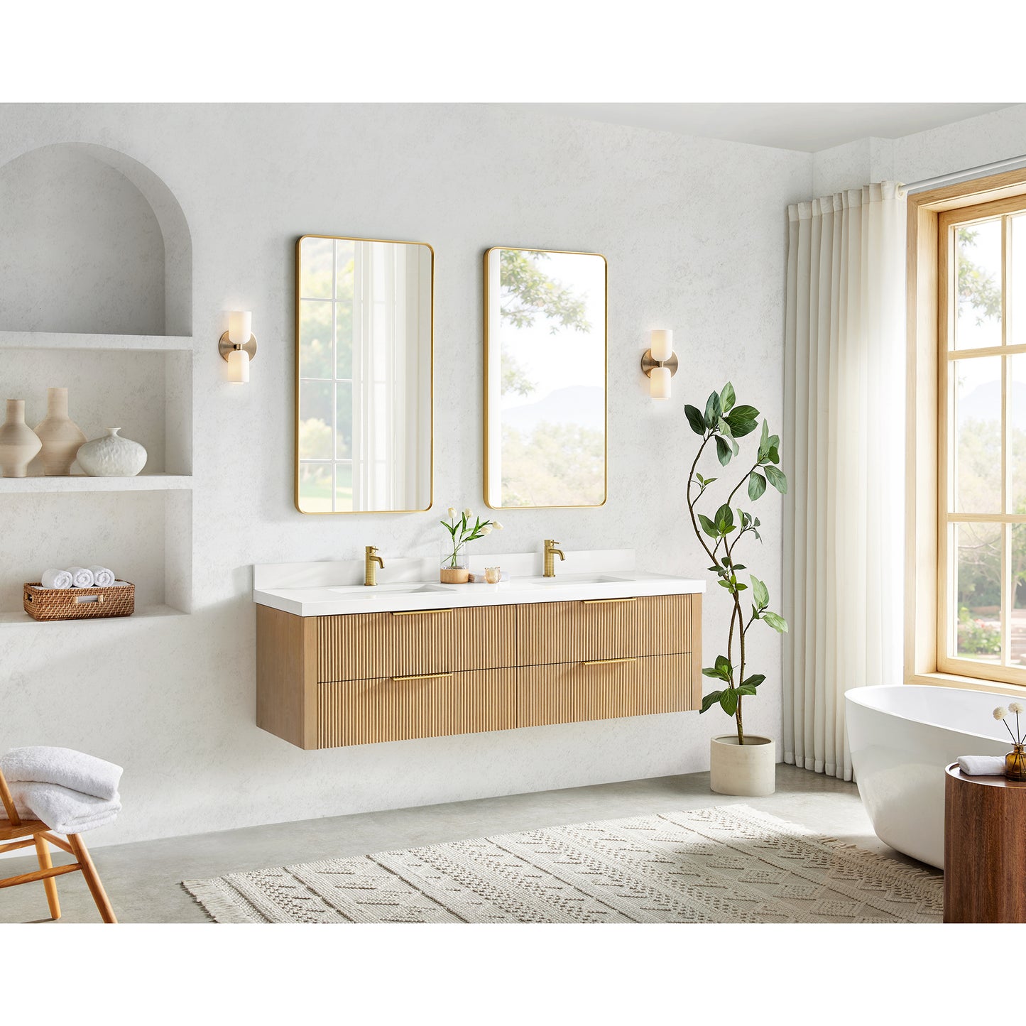 Barcelona 72" Floating Double Bath Vanity in Washed Ash Grey