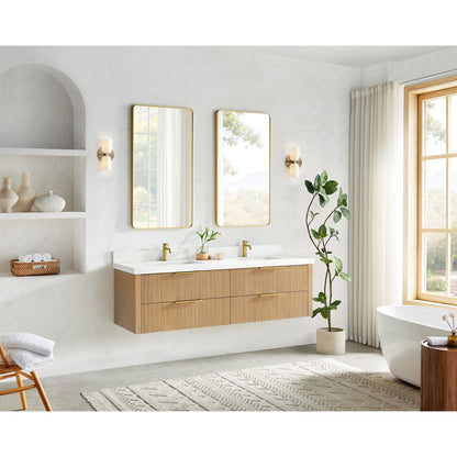 Barcelona 72" Floating Double Bath Vanity in Washed Ash Grey