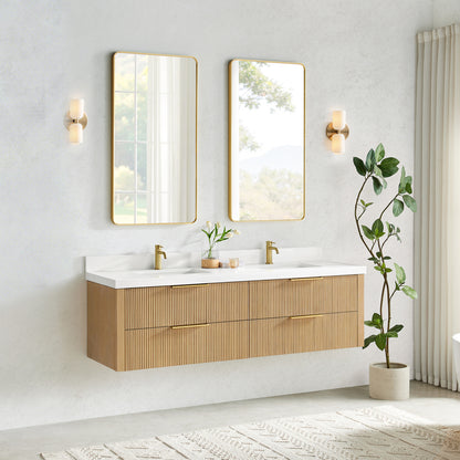 Barcelona 72" Floating Double Bath Vanity in Washed Ash Grey