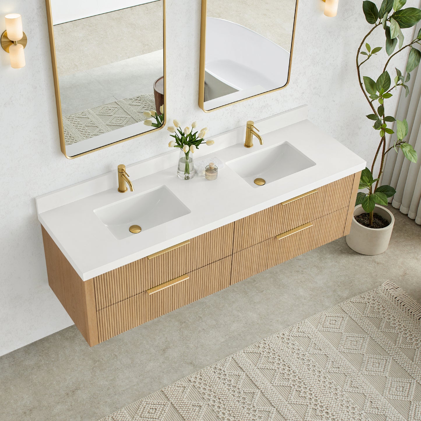 Barcelona 72" Floating Double Bath Vanity in Washed Ash Grey