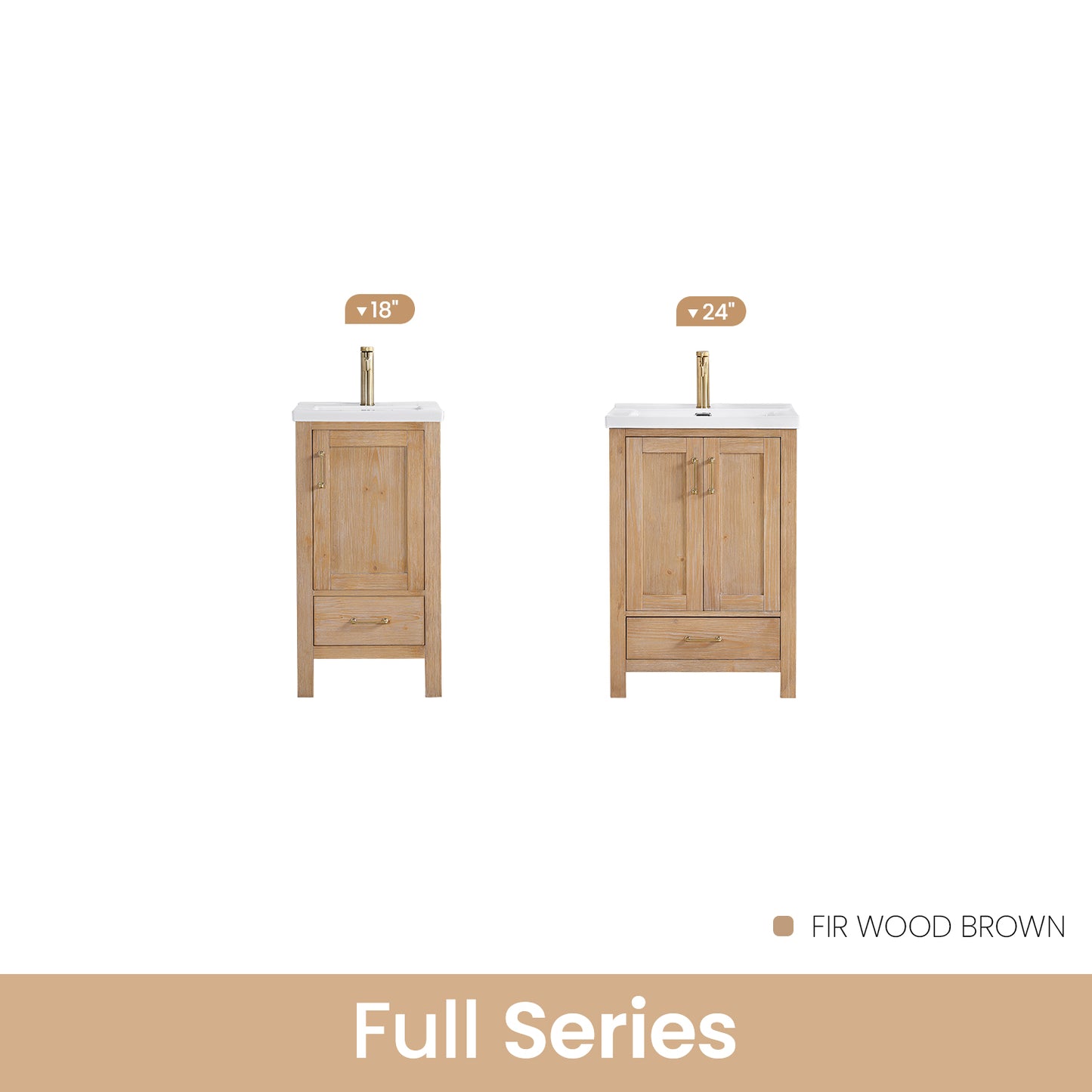 Gela 24" Single Sink Bath Vanity in Fir Wood Brown with Drop-In White Ceramic Basin