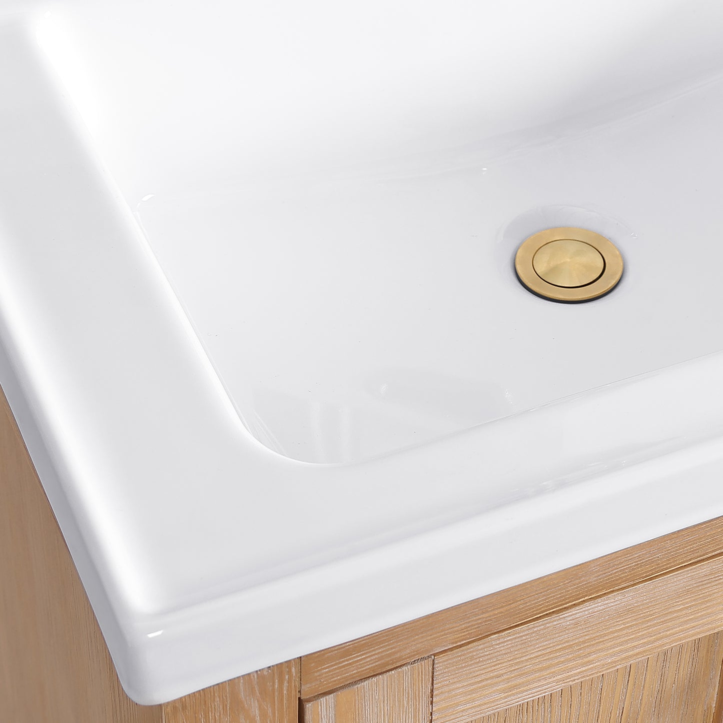 Gela 24" Single Sink Bath Vanity in Fir Wood Brown with Drop-In White Ceramic Basin