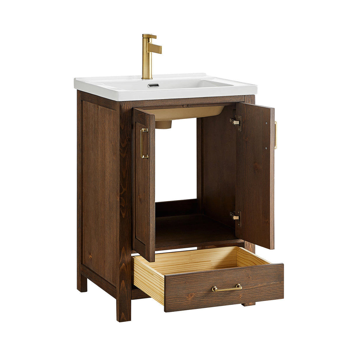 Gela 24" Single Sink Bath Vanity in Spruce Aged Brown
