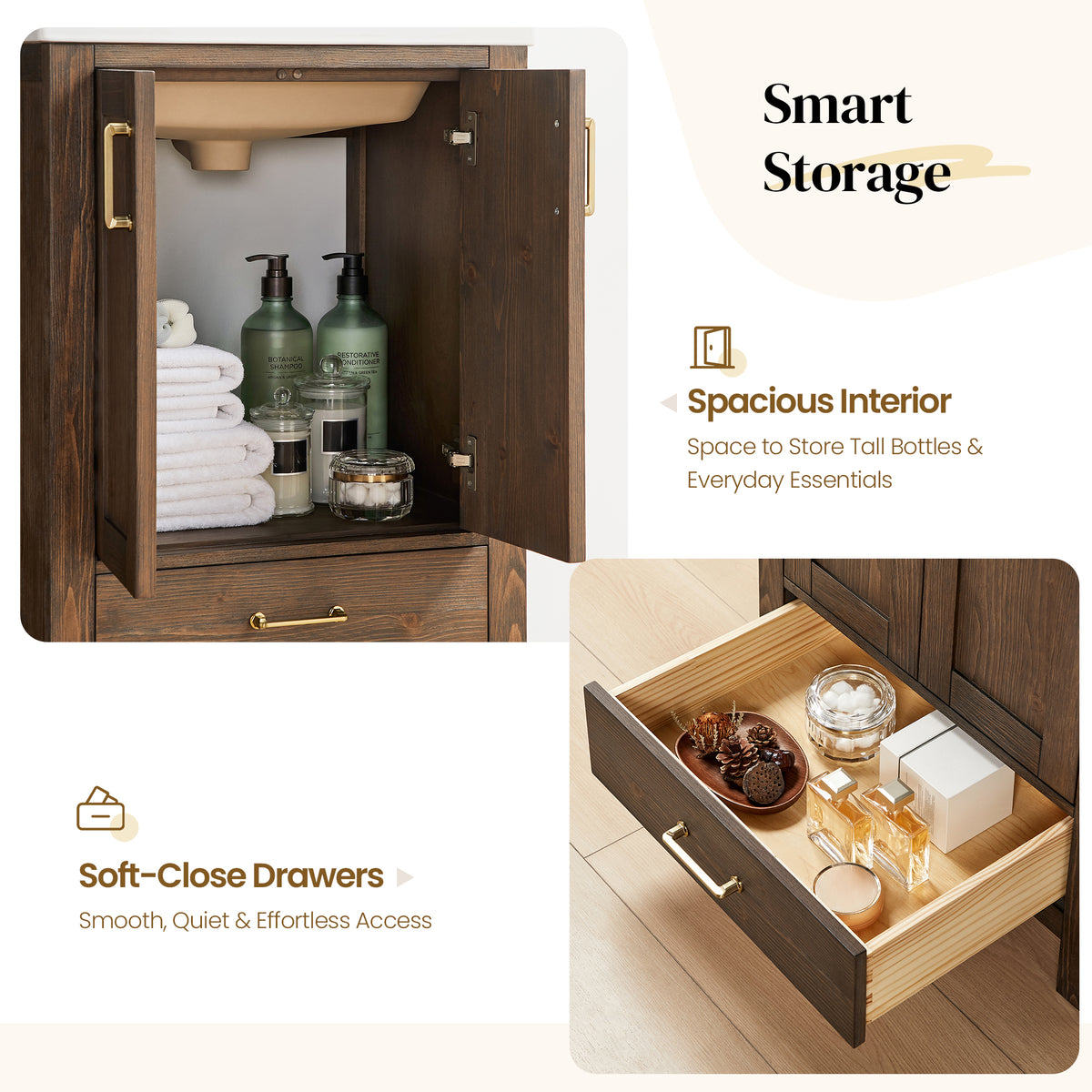 Gela 24" Single Sink Bath Vanity in Spruce Aged Brown