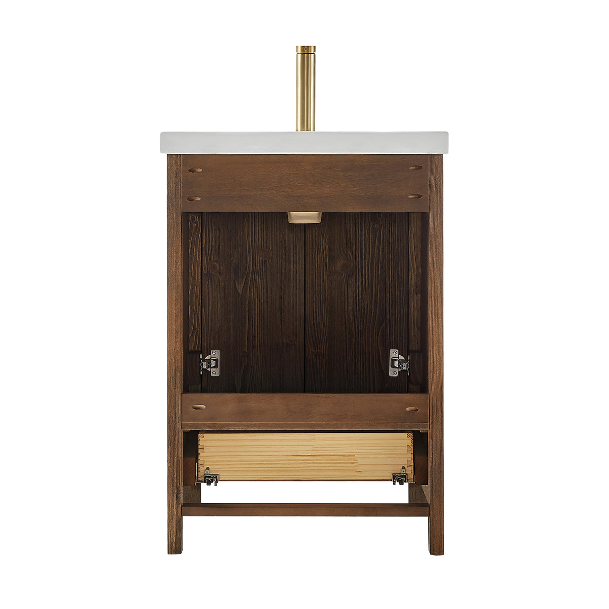 Gela 24" Single Sink Bath Vanity in Spruce Aged Brown and Mirror