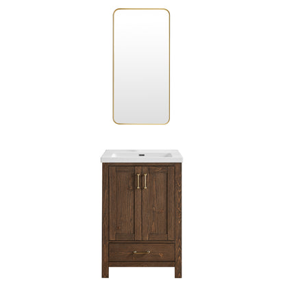 Gela 24" Single Sink Bath Vanity in Spruce Aged Brown and Mirror