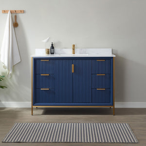 Open image in slideshow, Granada 48&quot; Single Vanity in Royal Blue with White Composite Grain Stone Countertop
