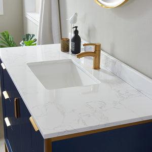 Granada 48" Single Vanity in Royal Blue with White Composite Grain Stone Countertop