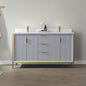 Granada 60" Double Vanity in Paris Grey with White Composite Grain Stone Countertop