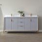 Granada 72" Double Vanity in Paris Grey with White Composite Grain Stone Countertop
