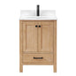 Shannon 24" Single Vanity in Fir Wood Brown and Composite Carrara White Stone Countertop