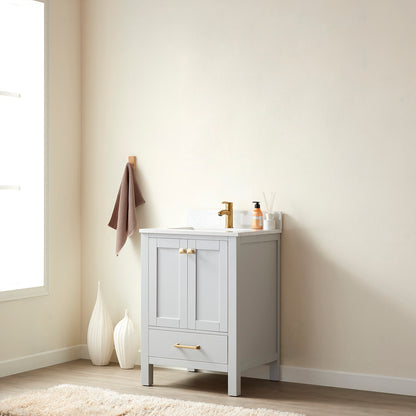 Shannon 24" Single Vanity in Paris Grey and Composite Carrara White Stone Countertop