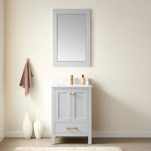 Open image in slideshow, Shannon 24&quot; Single Vanity in Paris Grey and Composite Carrara White Stone Countertop
